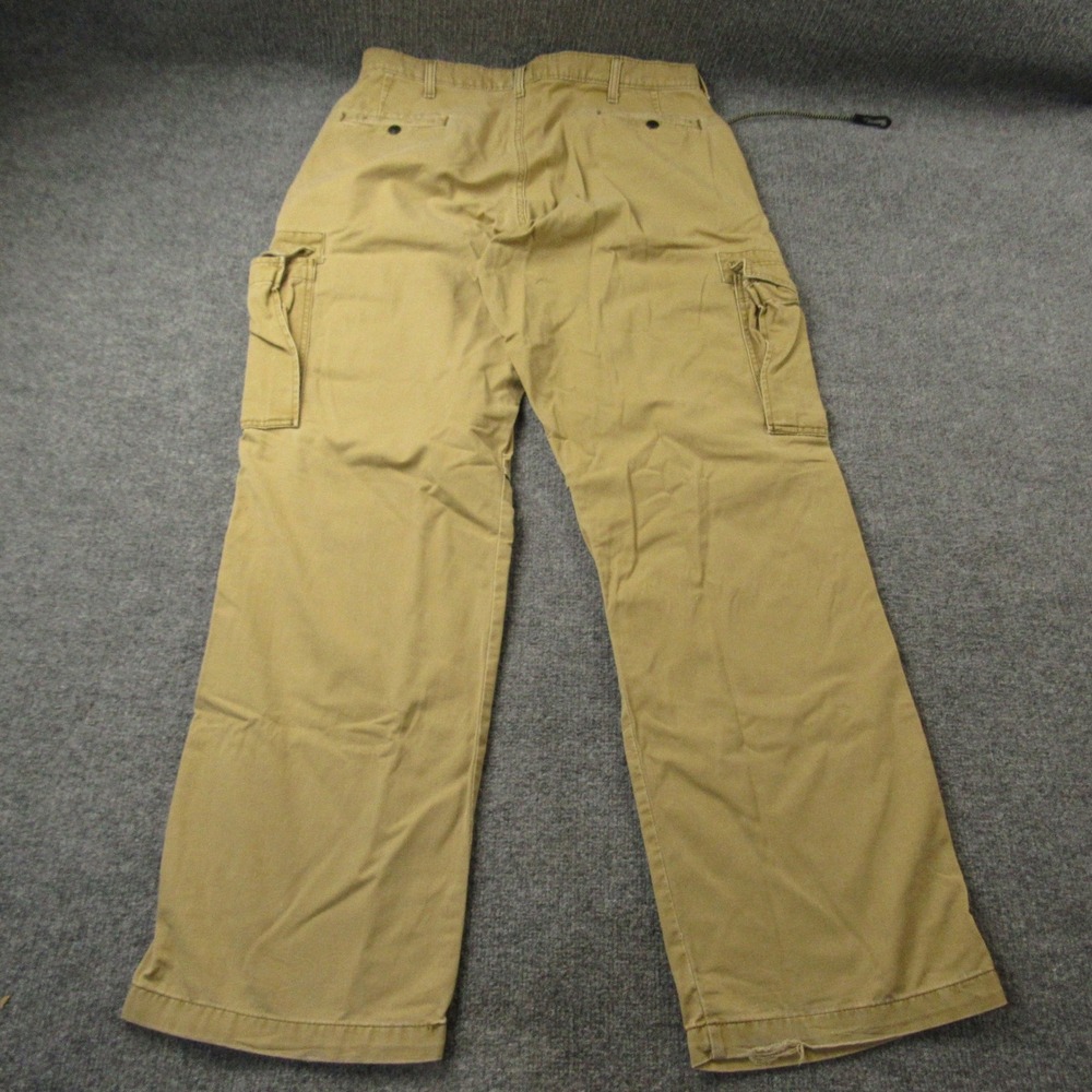 Vintage Polo Jeans Company Pants Mens 34x32 Tan Baggy Tab Cargo Bungee‎ Clip Y2K